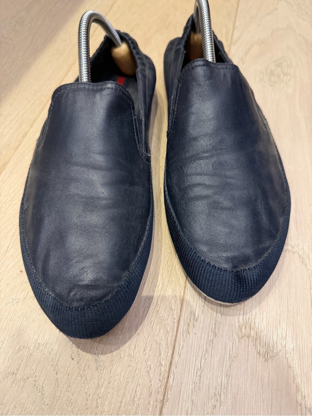 Authentic Prada Men's navy leather Slip-On size 38 1/2